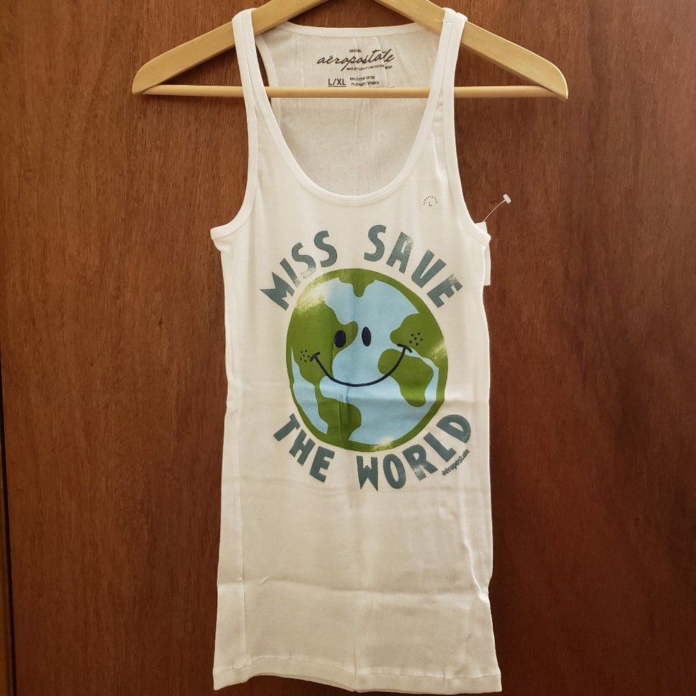 Aeropostale Miss Save The World Tank Top Size Large
